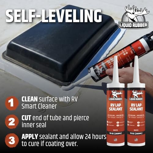 Liquid Rubber RV Lap Sealant, Self-Leveling Roof Sealer, White, 4 Pack