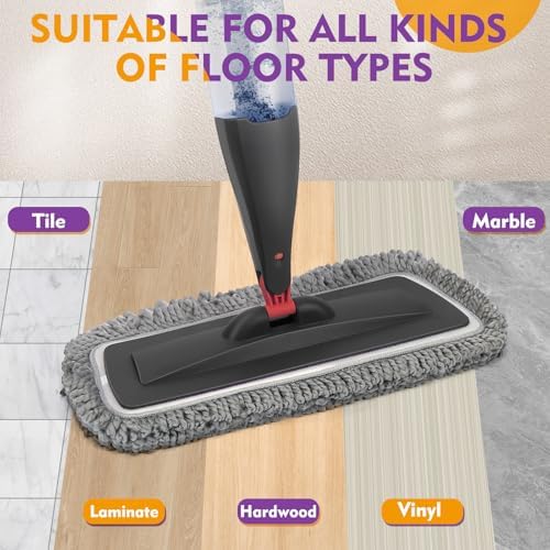 Spray Mop for Hardwood Tile Floor Cleaning with Microfiber Washable Pads