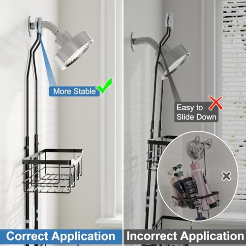 Upgraded Extended Length Shower Organizer with Hooks, Rustproof Shampoo Soap Holder, Large Hanging Bathroom Caddy