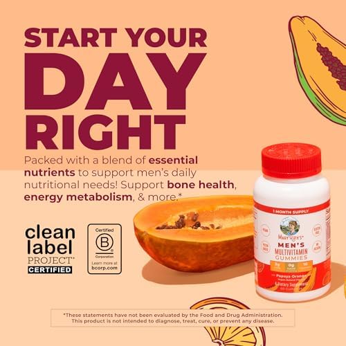 MARYRUTH'S Men's Multivitamin Gummies, Energy Metabolism, Vegan, 60 Count