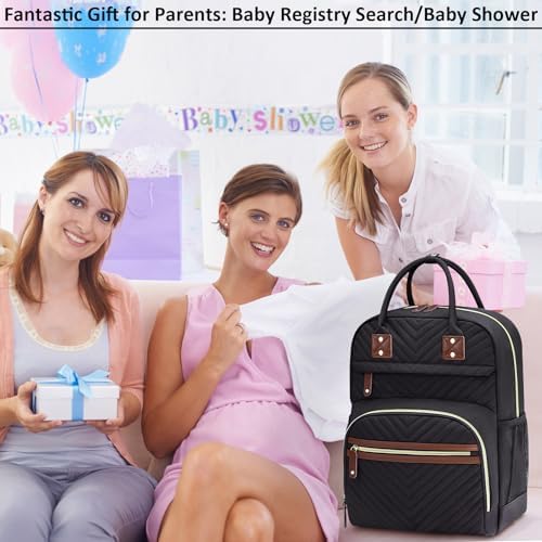 Tenot Diaper Bag Backpack for Women with Insulated Pockets Black