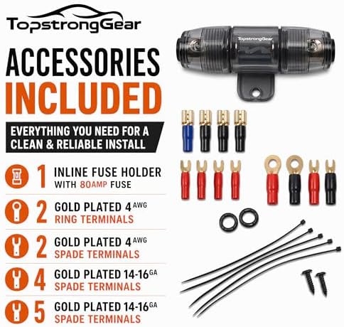 4 Gauge Amp Wire Kit, 4 CCA AWG Amplifier Wiring Kit for Subwoofer Speaker