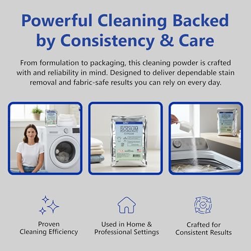 Sodium Percarbonate Powder 5 lbs – Non-Chlorine Oxygen Bleach Alternative & Stain Remover – Multi-Purpose Cleaner for Laundry, Carpets, Tile, Decks, Kitchens & Outdoor Surfaces
