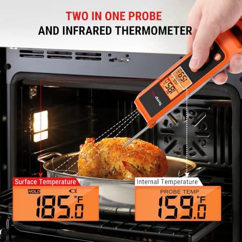 TempPro TempScan 2-in-1 Infrared Thermometer Gun with Meat Probe