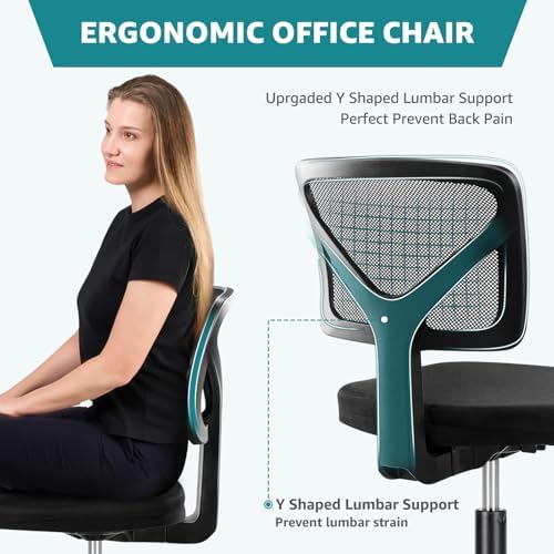 OLIXIS Armless Home Office Chair, Ergonomic Small Desk Chair