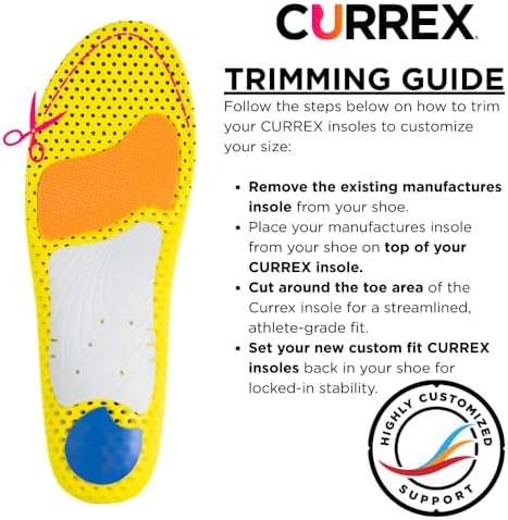 CURREX RunPro Insoles for Running Shoes, Arch Support Inserts to Help Reduce Fatigue, Prevent Injuries, Boost Performance for Men & Women (Medium Arch, Size Large)