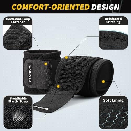 CAMBIVO 2 Pack Wrist Brace for Carpal Tunnel with wraps, Black