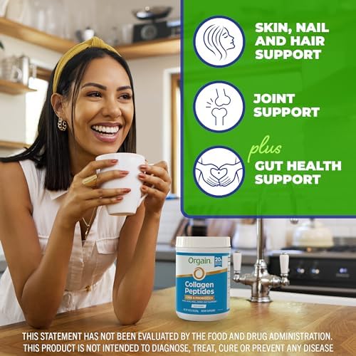 Orgain 20g Collagen Peptides + Prebiotic & Probiotics Powder, 1lb