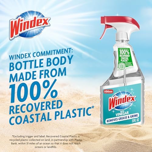 Windex Vinegar Glass and Window Cleaner, Removes Grease and Grime, 23 oz