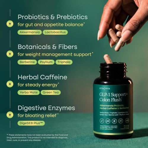 GLP-1 Colon Cleanse with Akkermansia, Berberine & Psyllium for Gut Health