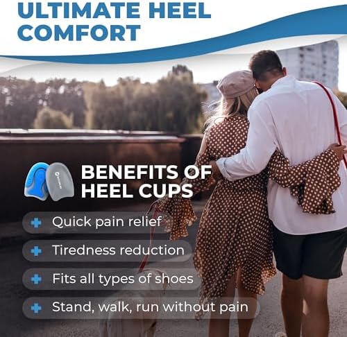 BloomLab Gel Heel Cups for Heel Pain Relief, Plantar Fasciitis, 2 Pack