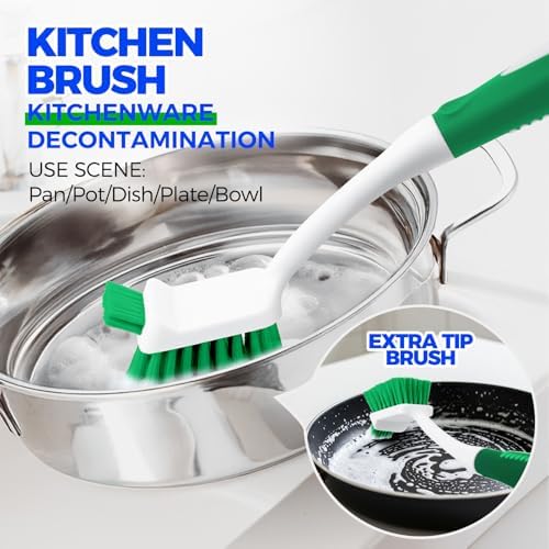 Holikme 5 Pack Cleaning Brush Scrub Brush Kitchen Brush for Floor,Green
