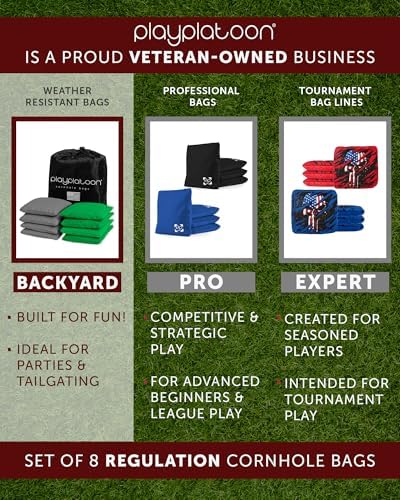 Play Platoon Cornhole Bags Set of 8 Regulation Size & Weight Duck Cloth