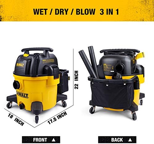 DEWALT 9 Gallon Wet/Dry VAC, Heavy-Duty Shop Vacuum with Attachments, 5 Peak HP, with Blower Function, DXV09PA