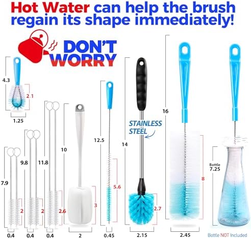 Holikme Bottle Brush Tube Cleaning Lab Set with Long Handle,White