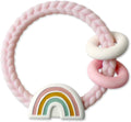 Itzy Ritzy Rattle Teether, Silicone Teething Toy w/ 3 Rings (Highland Cow)
