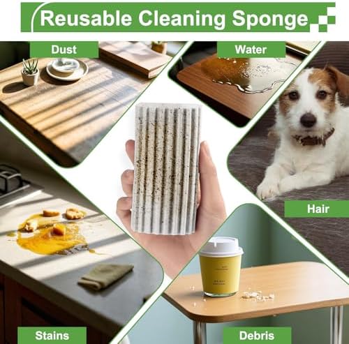 Jeymei Damp Clean Duster Sponge,4Pcs Grey Dust Sponge for Cleaning