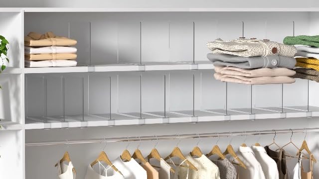 Purse Organizer for Closet Shelf Dividers: Clear Acrylic 8-Pack