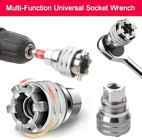 New 2 Sets Adjustable Universal Socket Wrench Tool Set - Multi-Function 10mm-19mm Universal Maintenance Socket for 3/8" Drive Ratchet, Torque Wrench & Power Drill