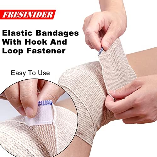 FRESINIDER Premium Elastic Bandage Wrap 4 Inch, 6 Pack, Hook and Loop