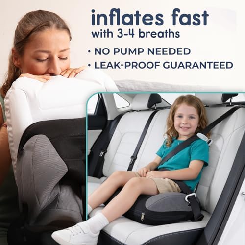 UberBoost Inflatable Booster Seat for Car, Travel Booster Seat, Black/Gray
