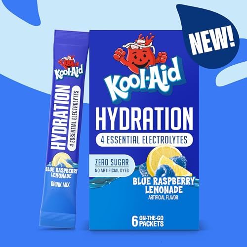 Kool-Aid Hydration Drink Mix, 6 Packets, Blue Raspberry Lemonade, 1.32 oz