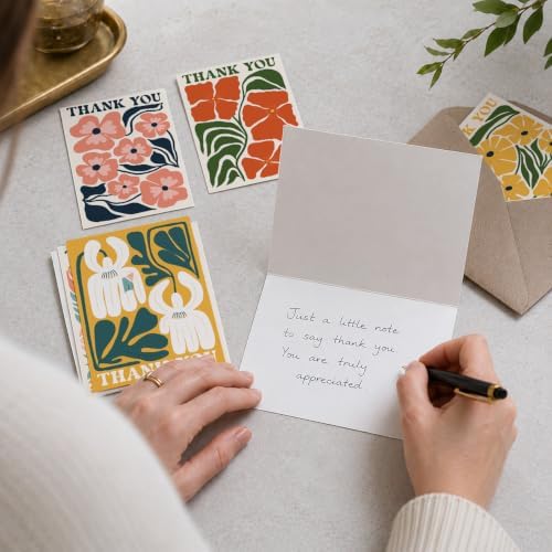 AUDREE Thank You Cards with Envelopes, Modern Abstract Flowers 50 Pack