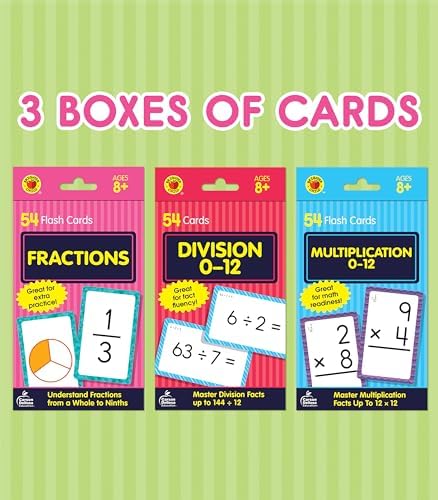Carson Dellosa 3-Pack Math Flash Cards, Ages 8-12, Multiplication
