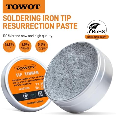 TOWOT Tip Tinner For Electronics Soldering, Iron Tip and Re-Tinning Solution, Removes Oxidation, 20g