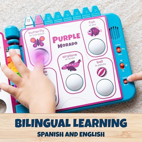 Chuckle & Roar Pop It Book, Colors, English & Spanish, Quiet Mode, 1–4+