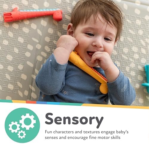 Nuby Tube Teether - (2-Pack) Baby Teething Toy - 3+ Months - Elephant and Giraffe