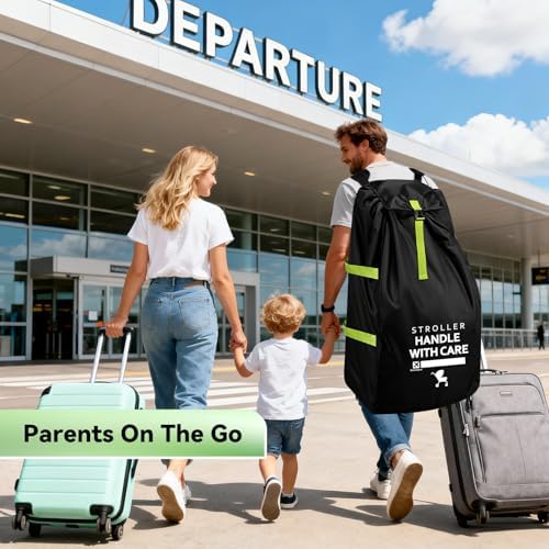 Large Stroller Bag for Airplane: 47"H x 24"W x 15"D Travel Stroller Cover