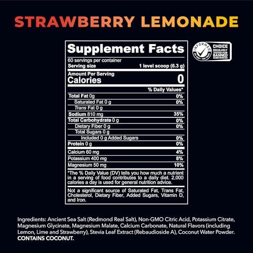 REDMOND Re-Lyte Sugar Free Electrolyte Powder Mix (Strawberry Lemonade)