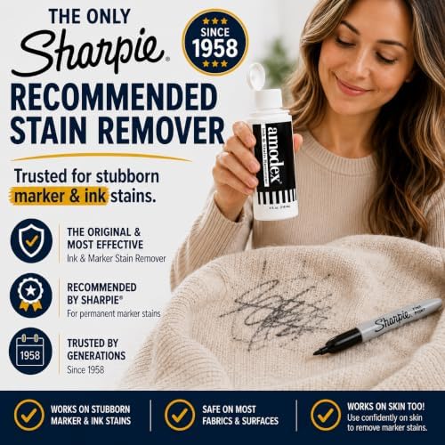 Amodex Ink and Stain Remover Unique Soap Liquid Formula 4 fl oz Bottle