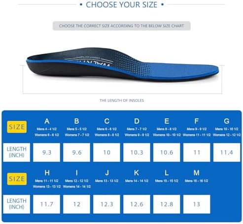 WalkHero Arch Support Inserts for Women Men, Plantar Fasciitis Relief