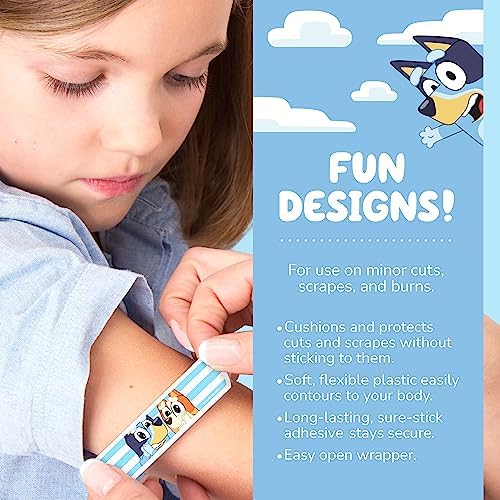 Bluey Kids Adhesive Bandages, 3 Assorted Sizes, 100 Count