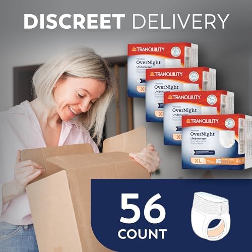 Tranquility Overnight Absorbent Underwear, XL, Maximum, 66 in, 56 ct