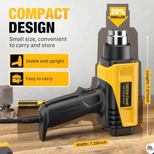 SEEKONE 1800W Compact Heat Gun 122℉-1202℉ Variable Temp for Crafting