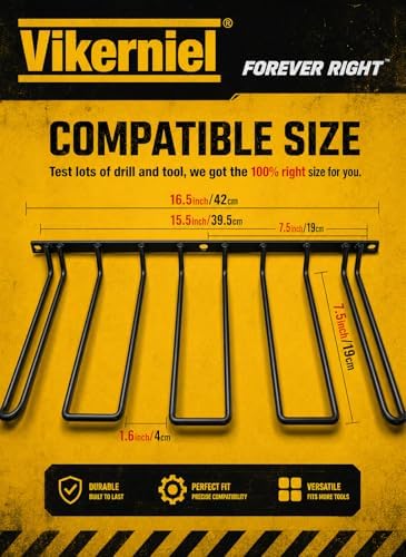 Drill Holder, Power Tool Organizer, Wall Mount 4 Cordless Metal Shelf Holder, Utility Storage Rack for Dewalt Cordless Tools for father day gifts