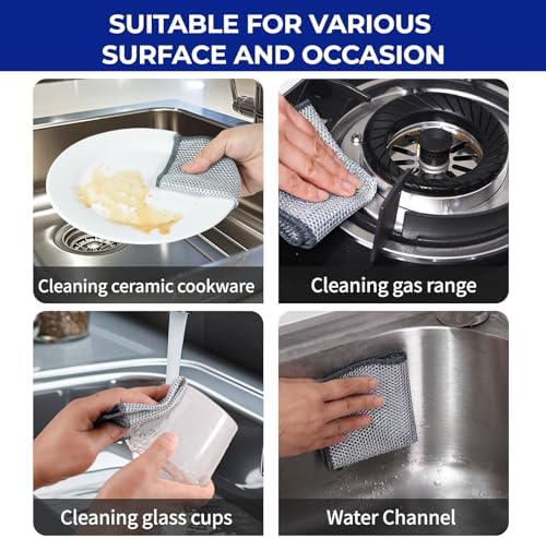 Wangjinpeng 12PK 3-Layer Non-Scratch Wire Dishcloths, 7.87 x 7.87 in