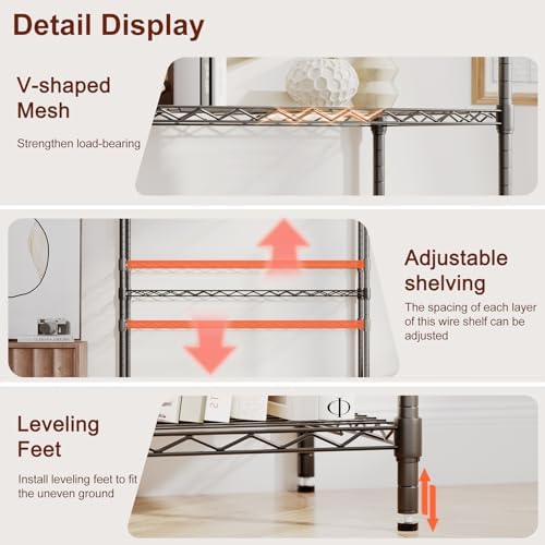 BestOffice | 4-Tier Wire Shelf | 36" x 14" x 54" | Black