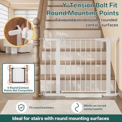 InnoTruth 29.6-39.1 in Wide Baby Gate for Stairs and Doorways, White