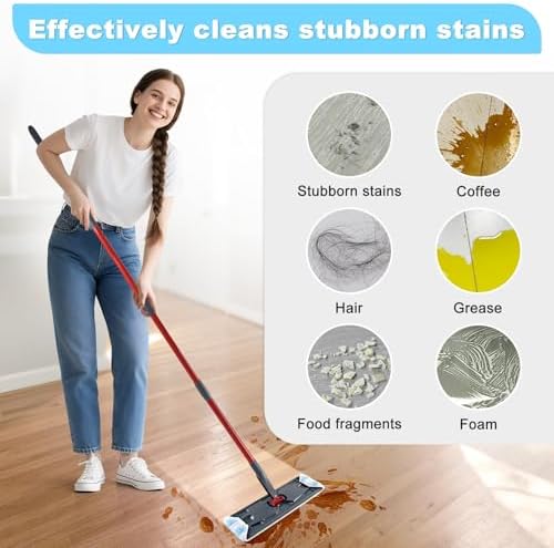 Mop Replacement Pads for OCedar H2prO Flat Mop System, 6 Pack Mop Pads for Ocedar H2prO Flat Mop, Machine Washable and Reusable Microfiber Mop Heads Replacements, Mop Refills Safe on Various Floors