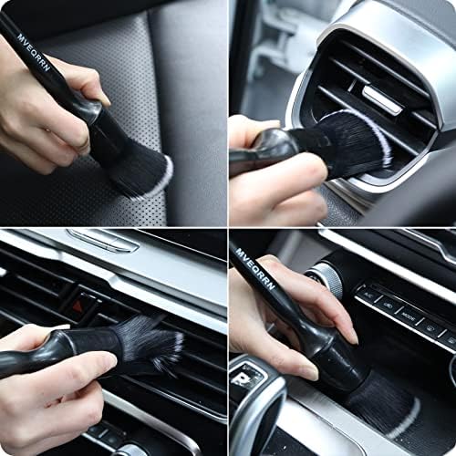 MVEQRRN 6 Pcs Car Detailing Brush Set, Boars Hair & Soft Cleaning Brushes