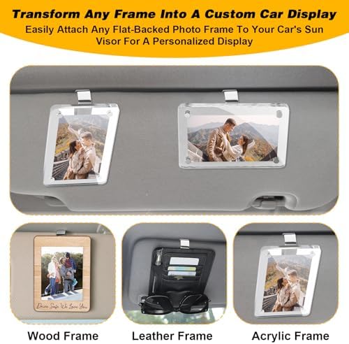 4 Pack Car Sun Visor Photo Clips, Stainless Steel Sun Visor Clips for Car with Adhesive Clip Mounting Kit for Custom Displays (Photo Frames Not Included), Strong Hold Accessory for Cars, Home & Office