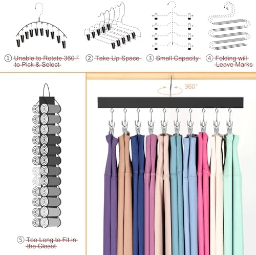 Legging Organizer for Closet, Pants Hangers with Clips