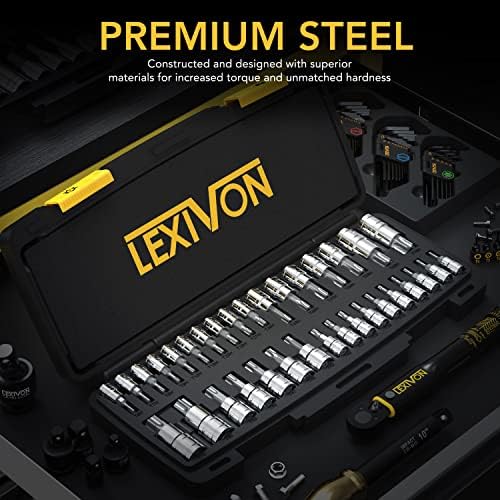 LEXIVON Master TORX Bit Socket Set, Premium S2 Alloy Steel | Complete 34-Piece, Solid Star & Tamper Proof T6 ~ T70 | Enhanced Storage Case (LX-149)