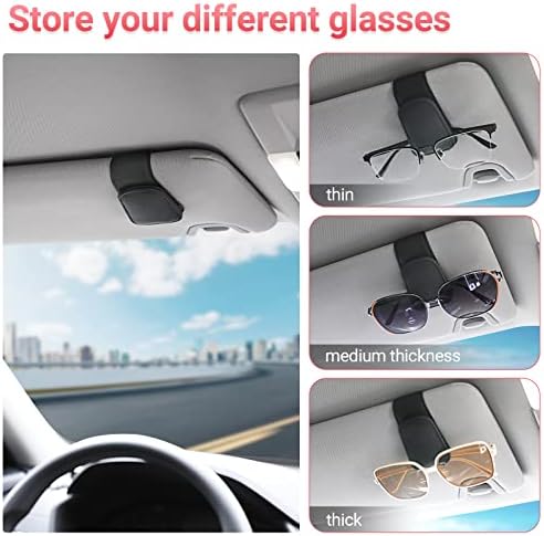 KanSmart Sunglass Holder for Car Sun Visor Magnetic Sunglasses Clip Leather