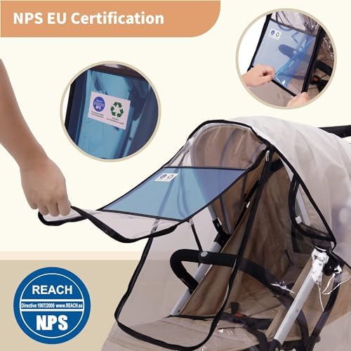 bemece Universal Stroller Rain Cover, Clear EVA Weather Shield