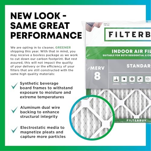 Filterbuy 20x25x5 Air Filter MERV 8 Dust & Allergy Defense (2-Pack)